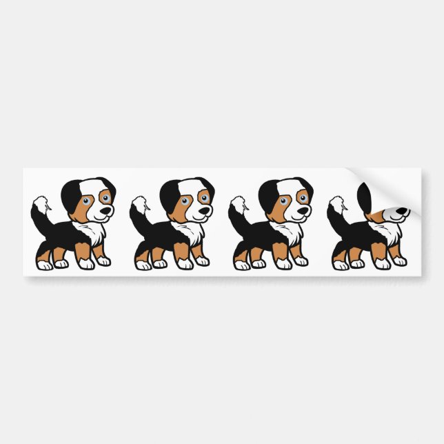 Autocollant De Voiture Miniature American Shepherd Black Tri avec queue (Devant)