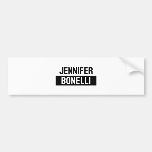 Autocollant De Voiture Minimalist Black & White Plain Elegant Modern Name (Devant)