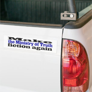 Autocollant De Voiture Ministère de la Vérité Faux News texte noir et ble