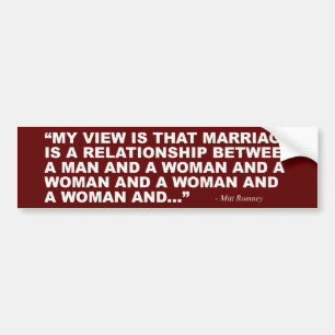 Autocollant De Voiture Mitt Romney sur le mariage homosexuel