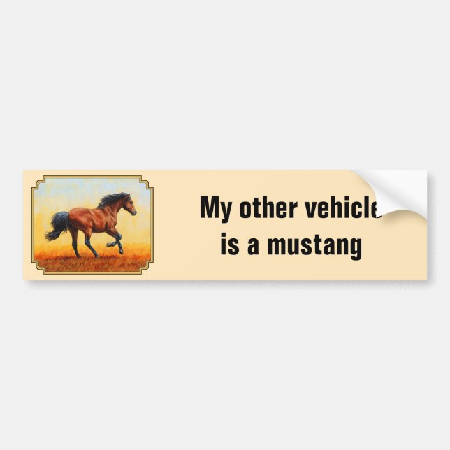 Autocollant De Voiture Mon autre véhicule est un cheval de mustang (Devant)