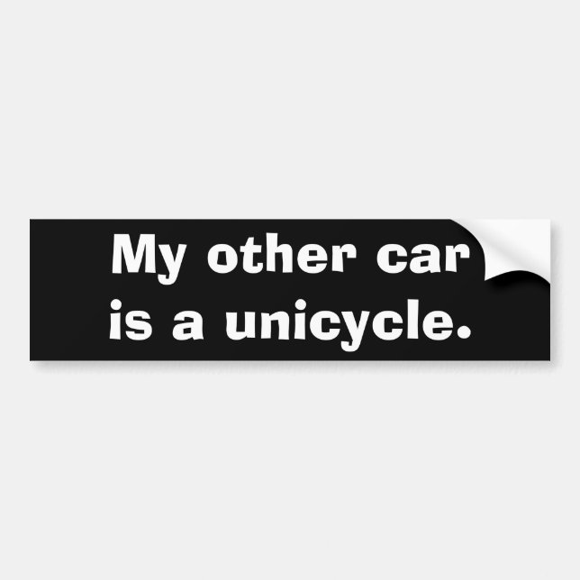 Autocollant De Voiture Mon autre voiture est un unicycle. (Devant)