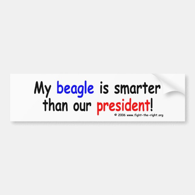 Autocollant De Voiture Mon beagle est plus futé que notre président (Devant)
