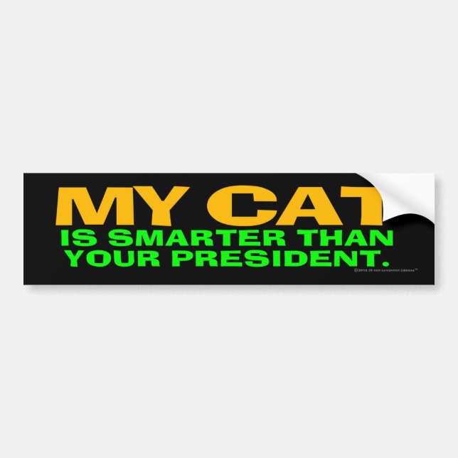 Autocollant De Voiture Mon chat est plus futé que votre président (Devant)