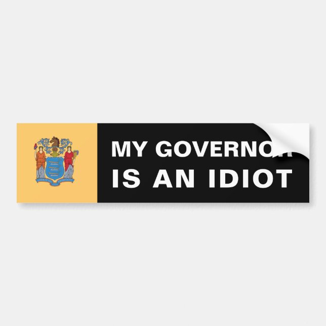 Autocollant De Voiture Mon Gouverneur est un idiot - New Jersey (Devant)