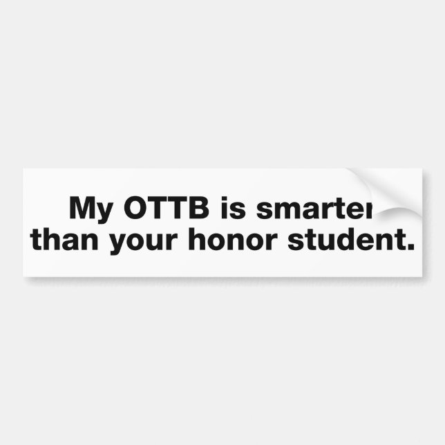 Autocollant De Voiture Mon OTTB est plus futé que votre étudiant (Devant)