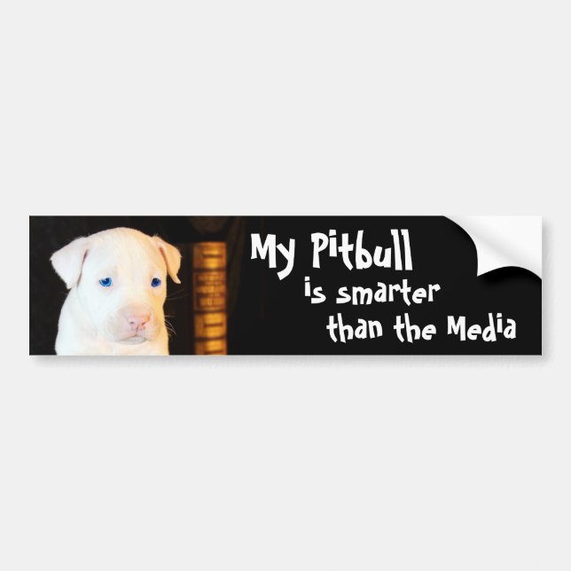 Autocollant De Voiture Mon Pitbull est plus futé que les médias (Devant)
