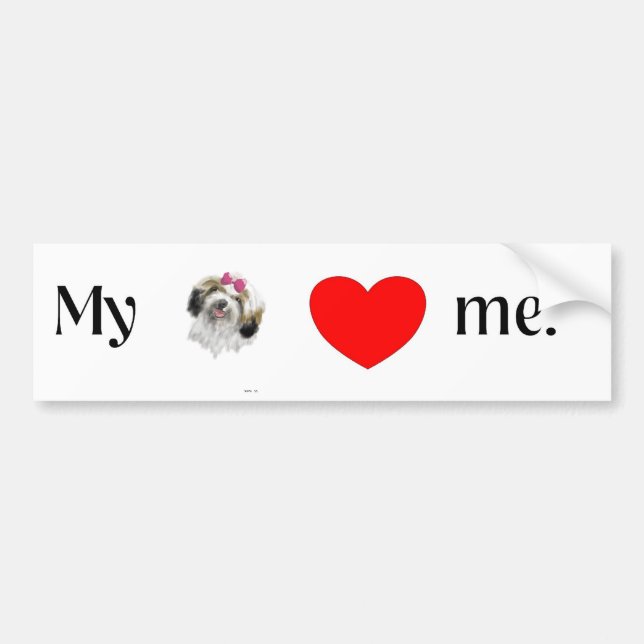 Autocollant De Voiture Mon tzu de shih m'aime (Devant)