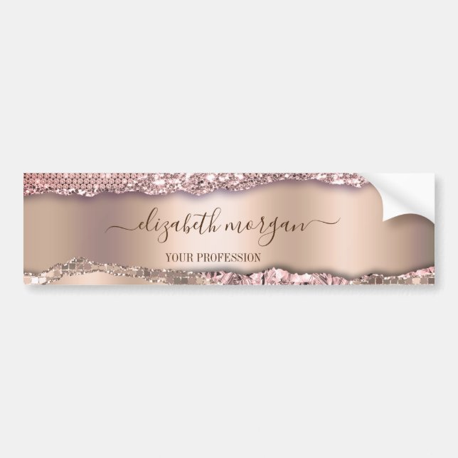 Autocollant De Voiture Monogramme de Parties scintillant Gold Diamonds Ro (Devant)