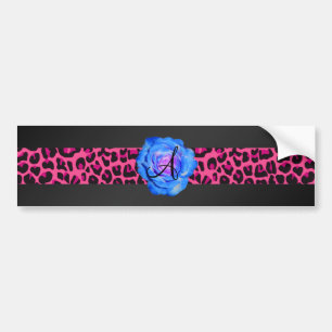 Autocollant De Voiture Monogramme de rose de bleu