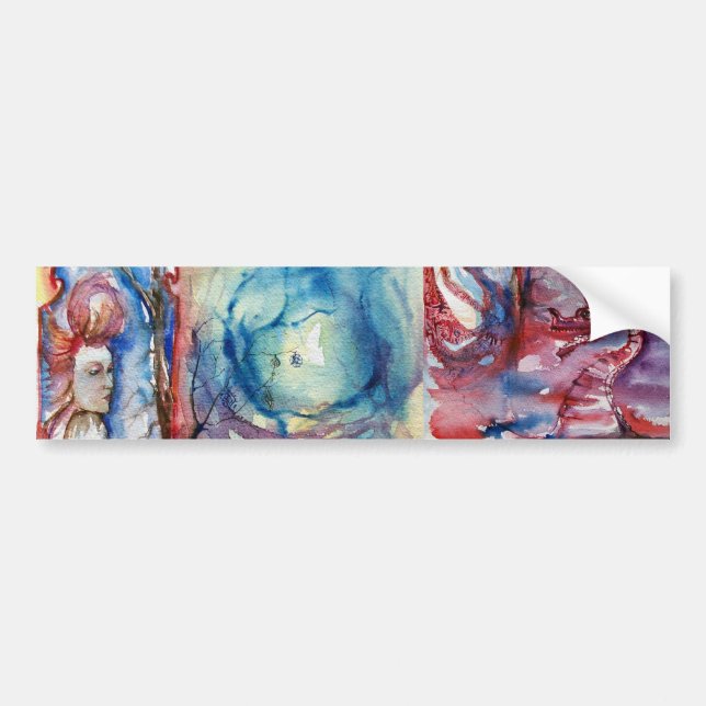 Autocollant De Voiture MORGANA / Magie et mystère, Imaginaire bleu rose (Devant)