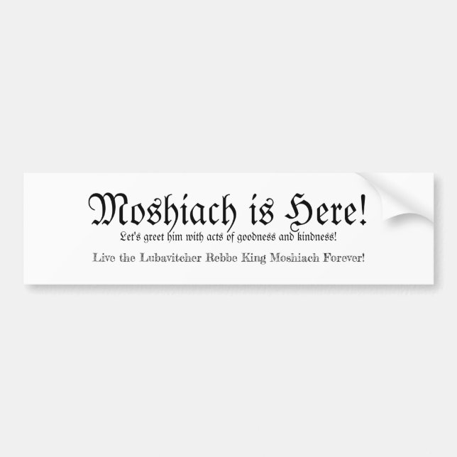 Autocollant De Voiture Moshiach Est Là ! Auto-collants pour voiture (Devant)