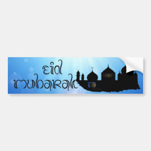 Autocollant De Voiture Mosquée de l'Aïd Moubarak avec typographie