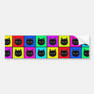 Autocollant De Voiture Motif carré de chat d'arc-en-ciel