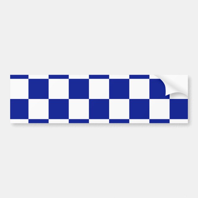 Autocollant De Voiture Motif Checkered de bleu et blanc royal (Devant)