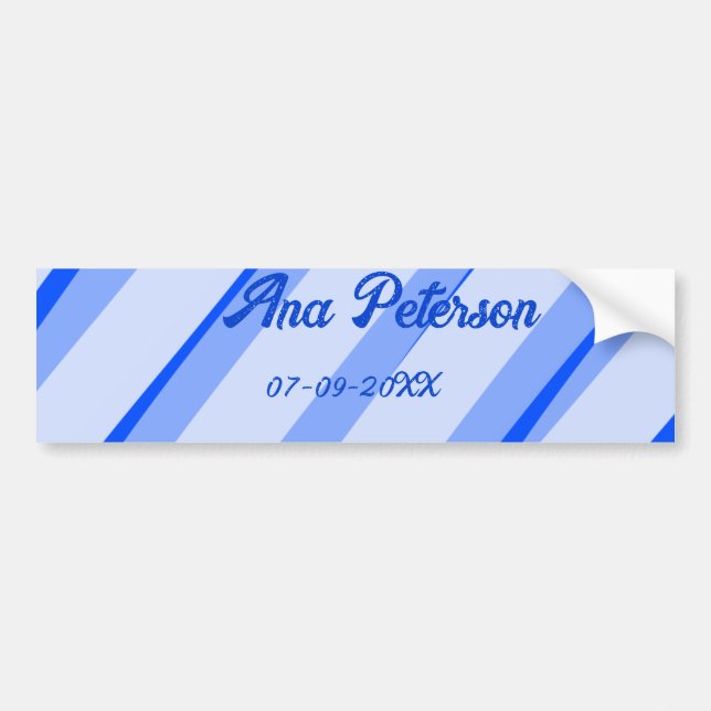 Autocollant De Voiture Motif de lignes rétro boho avec nom date pastel bl (Devant)