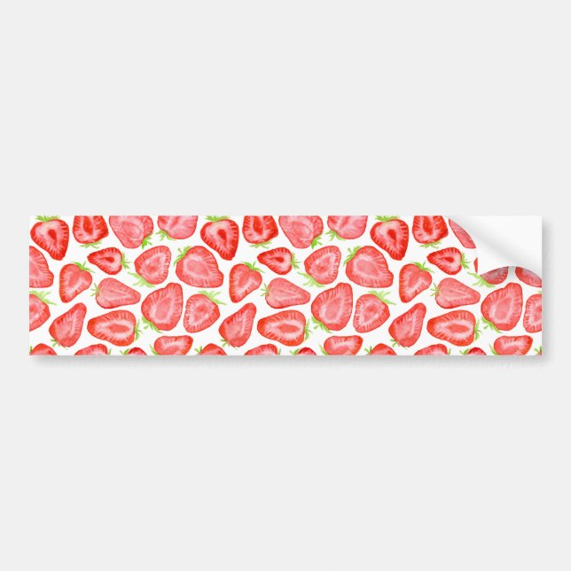 Autocollant De Voiture Motif de tranches de fraise d'aquarelle (Devant)