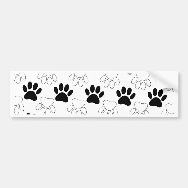 Autocollant De Voiture Motif Empreinte de patte de chien noir et blanc (Devant)