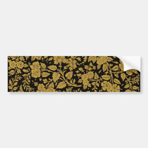 Autocollant De Voiture Motif floral en or antique indien avec motif noir
