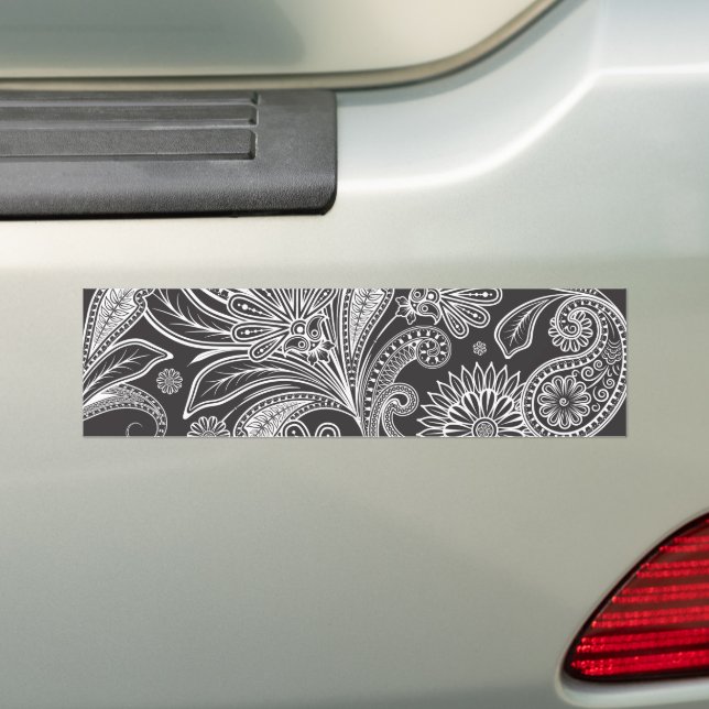 Autocollant De Voiture Motif Paisley, Persian Paisley, noir et blanc (En voiture)