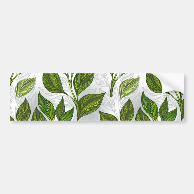 Autocollant De Voiture Motif sans couture avec Feuilles de thé vert (Devant)