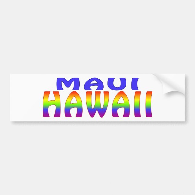 Autocollant De Voiture Mots d'arc-en-ciel de Maui Hawaï (Devant)