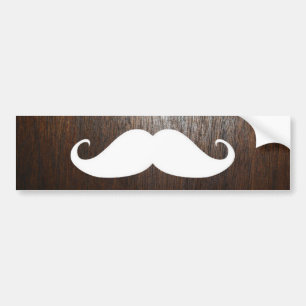 Autocollant De Voiture Moustache blanche drôle sur l'arrière - plan en