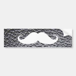 Autocollant De Voiture Moustache blanche drôle sur le motif en cuir noir