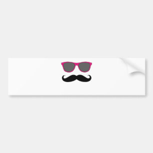 Autocollant De Voiture Moustache et humeur rose de lunettes de soleil