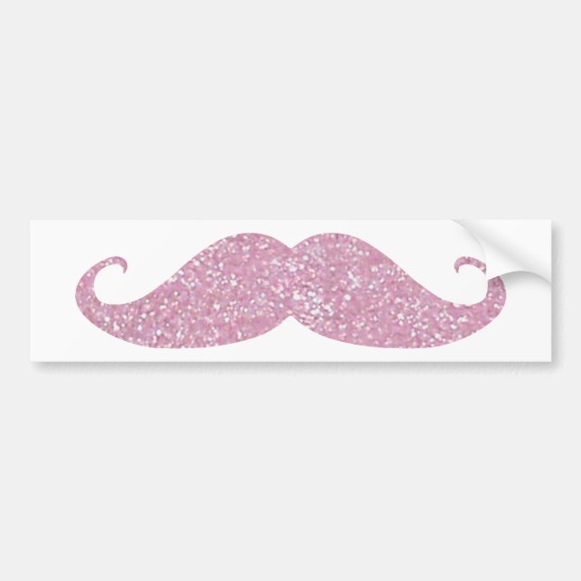 Autocollant De Voiture Moustache rose drôle de Bling (Devant)