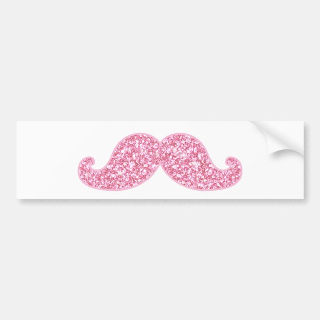 AUTOCOLLANT DE VOITURE MOUSTACHE ROSE GIRLY DE PARTIES SCINTILLANTES (Devant)