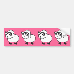 Autocollant De Voiture Moutons blancs dans la bande dessinée de lunettes