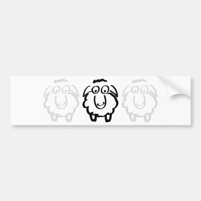 Autocollant De Voiture moutons noirs blancs (Devant)