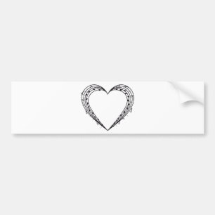 Autocollant De Voiture musique d'amour, coeur de notes musicales