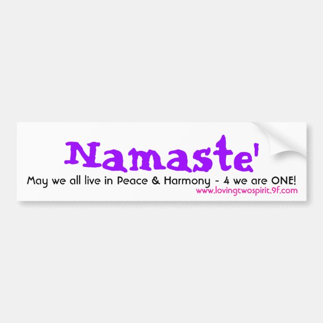 Autocollant De Voiture Namaste', mai nous tous vivons dans la paix - (Devant)