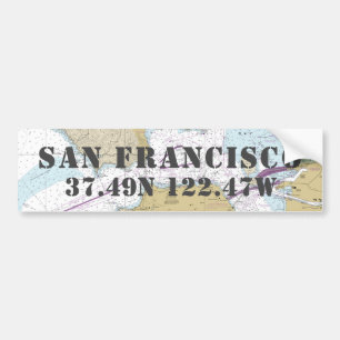Autocollant De Voiture Navigation de longitude San Francisco CA