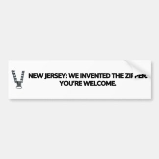 Autocollant De Voiture New Jersey : Nous avons inventé la fermeture éclai