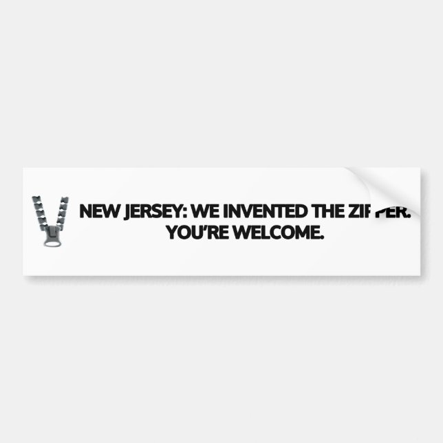 Autocollant De Voiture New Jersey : Nous avons inventé la fermeture éclai (Devant)