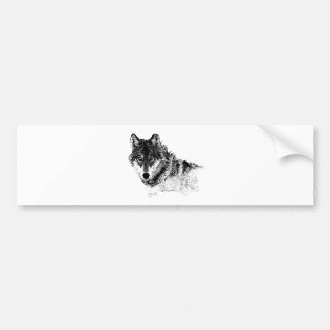 Autocollant De Voiture Noir Blanc Inspiration Wolf Eyes (Devant)