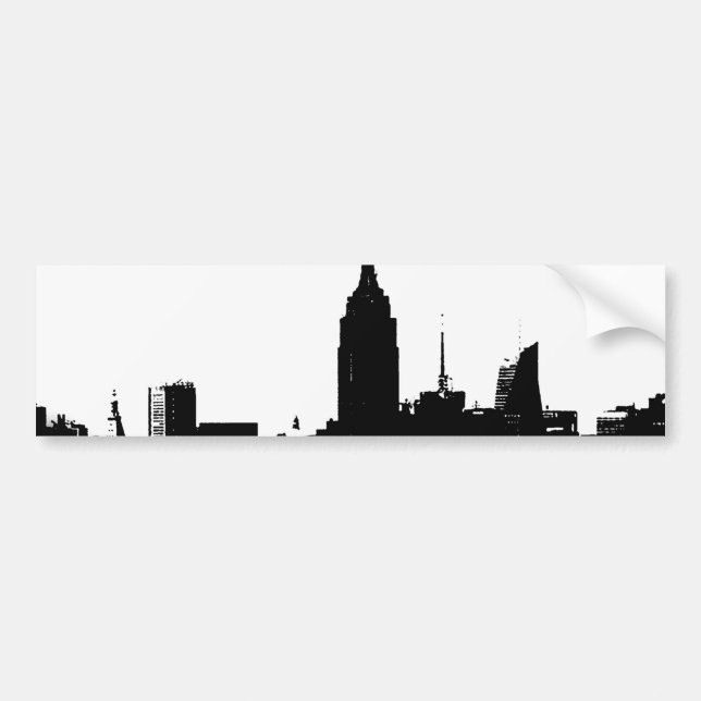 Autocollant De Voiture Noir blanc New York Silhouette (Devant)