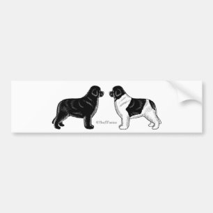 Autocollant De Voiture Noir et chiens de Landseer Terre-Neuve
