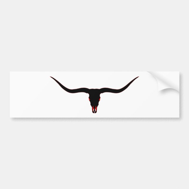 Autocollant De Voiture Noir et rouge de crâne de Longhorn (Devant)