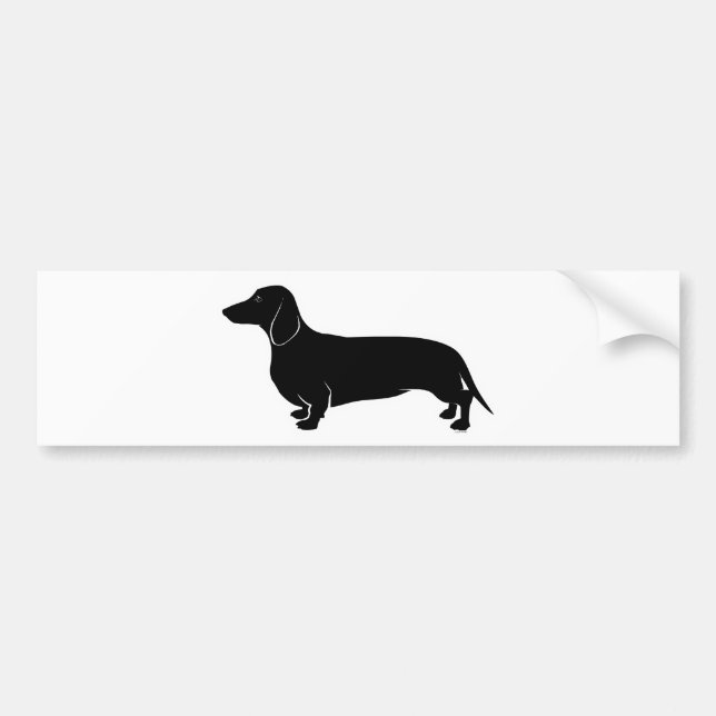 Autocollant De Voiture Noir sur le basset allemand blanc (Devant)