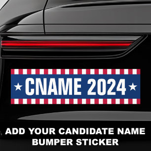 Autocollant De Voiture Nom du candidat année élection bordure rayée