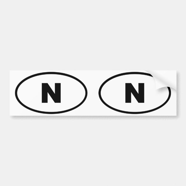 Autocollant De Voiture Norvège - N - Ovale européen (Devant)