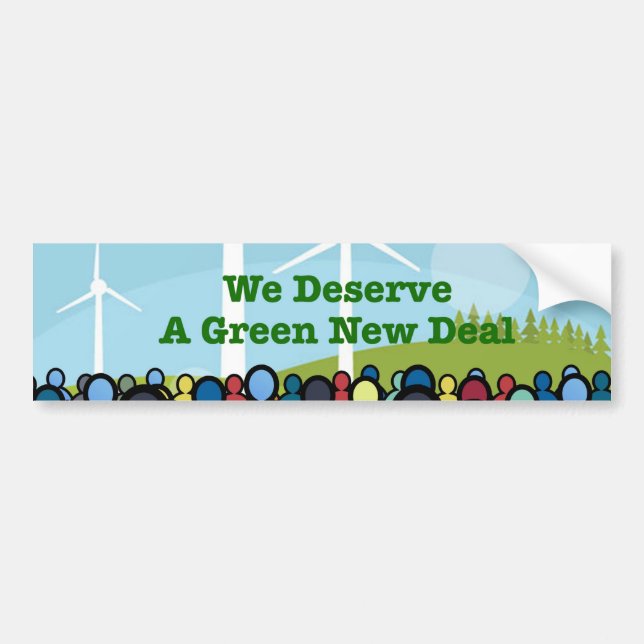 Autocollant De Voiture Nous méritons un New Deal vert (Devant)