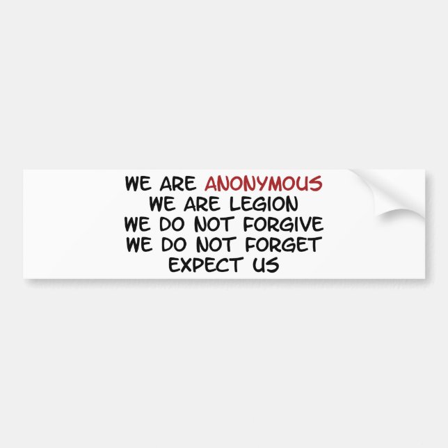 Autocollant De Voiture Nous sommes anonymes (Devant)