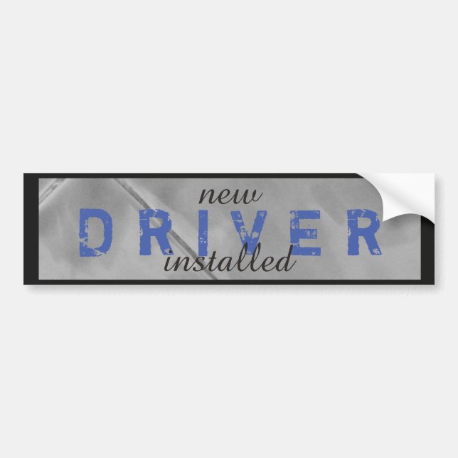 Autocollant De Voiture Nouveau pilote amusant installé en noir bleu (Devant)