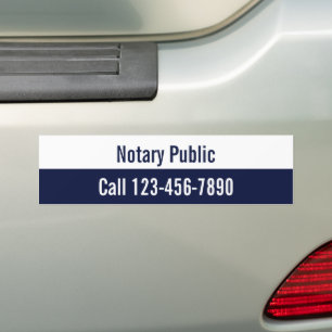 Autocollant De Voiture Numéro de téléphone Notaire Public Bleu et Blanc