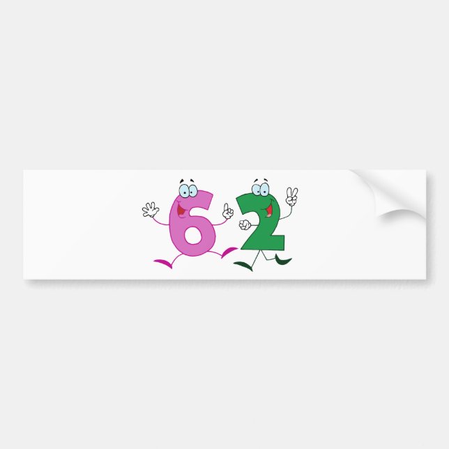 Autocollant De Voiture Numéro heureux 62 (Devant)